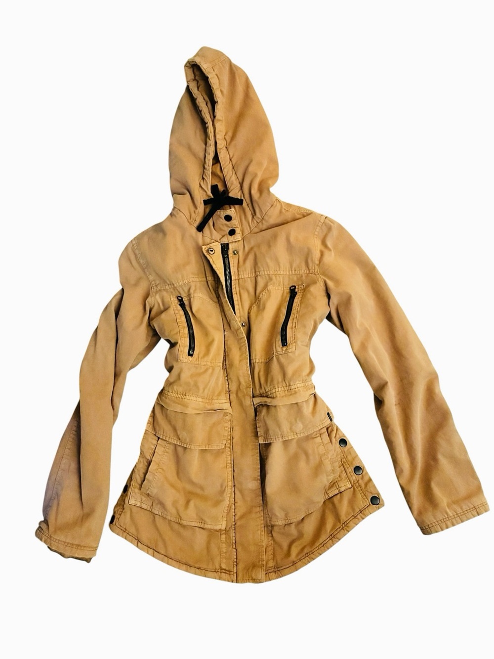 Volcom Hooded Utility Jacket in Camel Tan